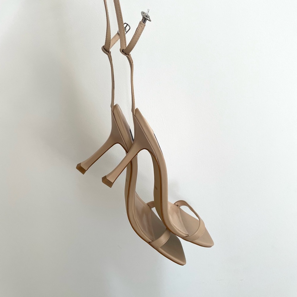 Beige Squared Toed Strappy Sandals - image 1